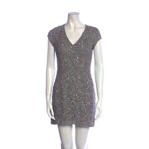 Parker Silk Mini Dress Silver Embellishments